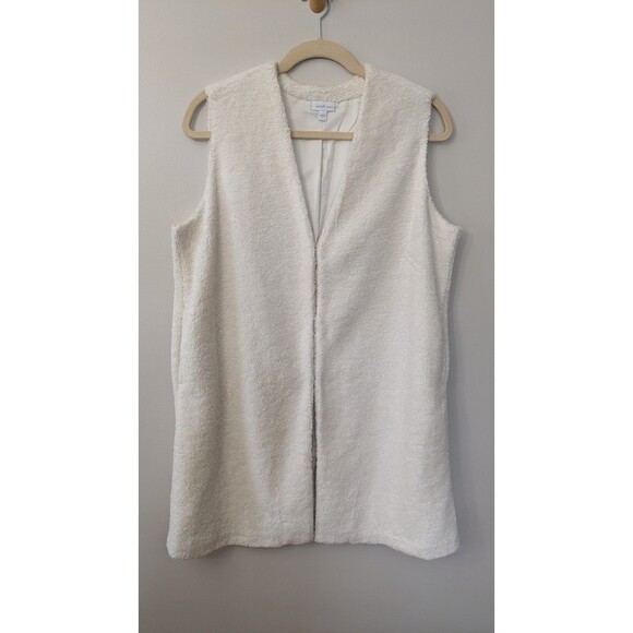 J Jill Pure Jill Womens Long Vest XL Teddy Shearling Cream Cozy Pockets NWOT - Picture 1 of 12